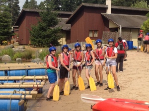 The girls raft building